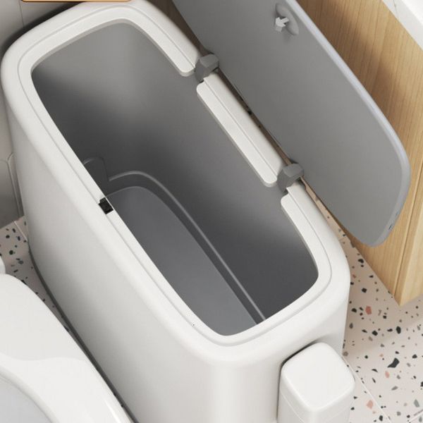 Pattumiere per il bagno, pattumiera per WC a doppio strato, pattumiera stretta, tipo a pressione, per cucina, bagno, con coperchio, 10 litri 230406