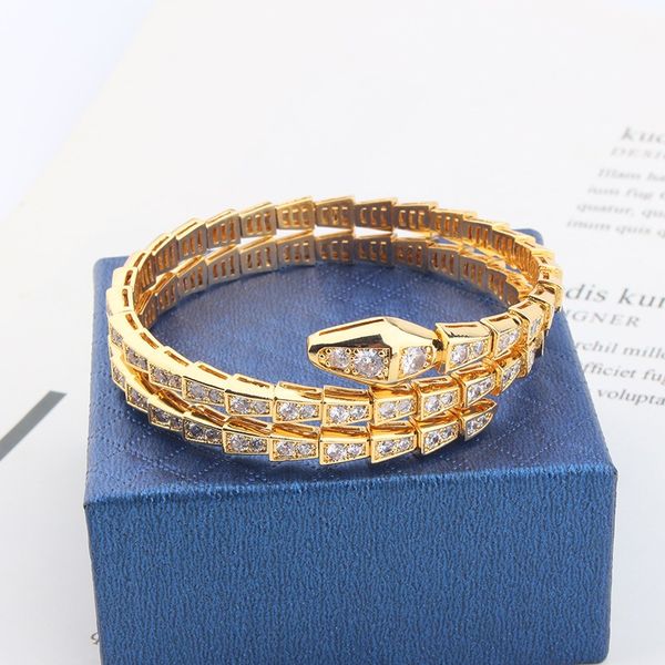 18 Karat vergoldete Schlangen-Armreifen für Damen und Herren, Infinity-Diamant-Tennis-Manschettenarmbänder mit Charme, luxuriöser Designer-Schmuck, modische Party, Hochzeitsgeschenke, Paar, Mädchen