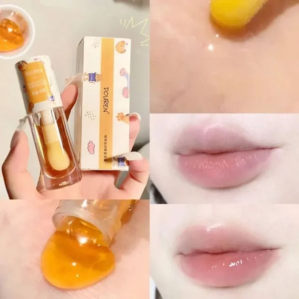 Honig-Lippenöl-Lippencreme, nicht klebrig, spendet Feuchtigkeit, reduziert Lippenfalten, repariert Schäden an den Lippen, feuchte Lippencreme, bunter Lippenbalsam