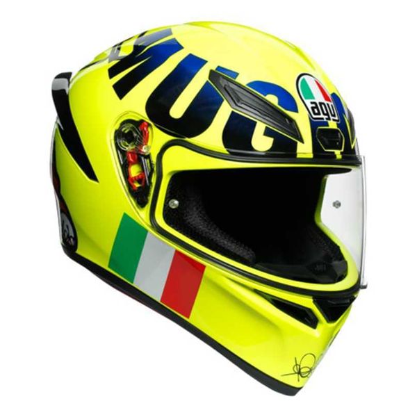 AGV Full Helmets Capacetes de motocicleta masculinos e femininos K1 Rossi Mugello 2016 Capacete - Grande WN-MCGD