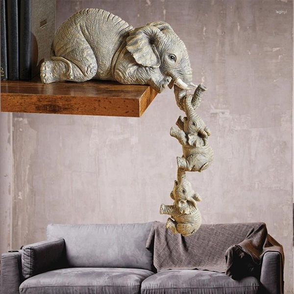 Figurine decorative Simpatico elefante che tiene in braccio il bambino Artigianato in resina Mini Micro Paesaggio Ornamento Decorazione del giardino Statua