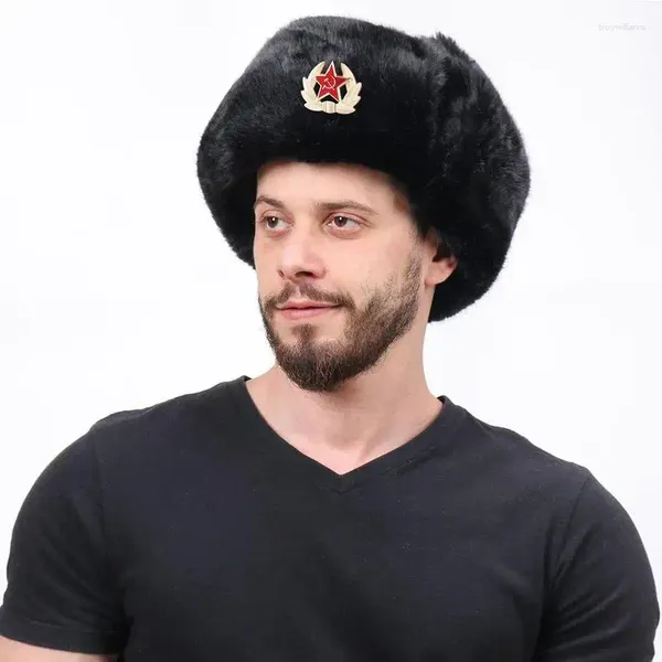 Береты, советский значок, шапка Лей Фэн, ветрозащитная и водонепроницаемая мужская и женская уличная утолщенная защита ушей, русская теплая