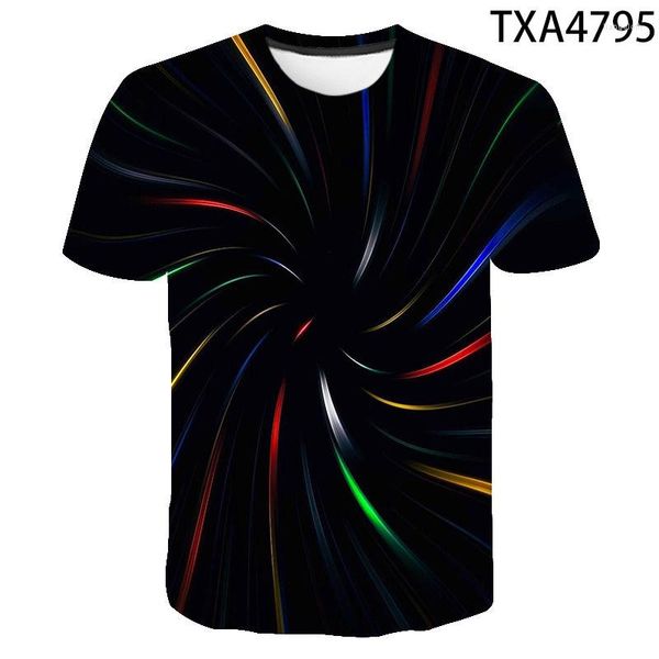 Camisetas masculinas 2023 verão colorido a laser 3d Camisa masculina criança criança streetwear