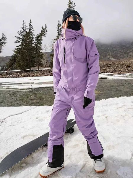 Outros artigos esportivos Fato de esqui de uma peça à prova d'água e respirável Snowboard Calças de trabalho de inverno Jaqueta de esqui Mulheres Homens Roupas de neve Mulheres terno de esqui HKD231106