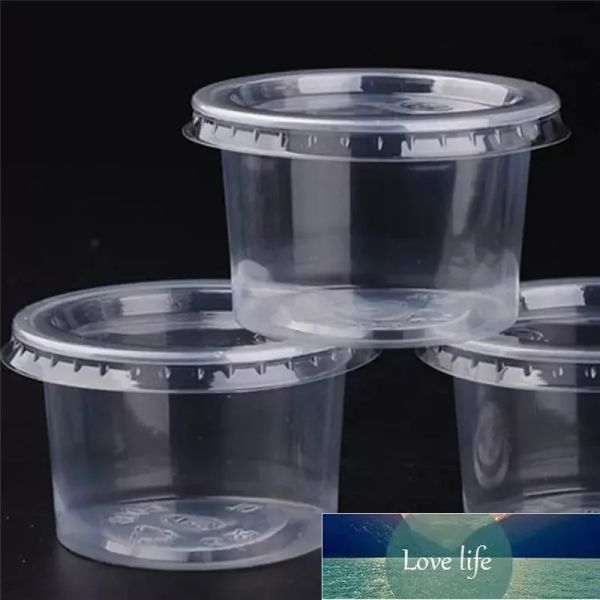 Kapaklı üst küçük plastik kaplar jello atış fincanları çeşni sos bardağı porsiyon yemek hazırlığı için
