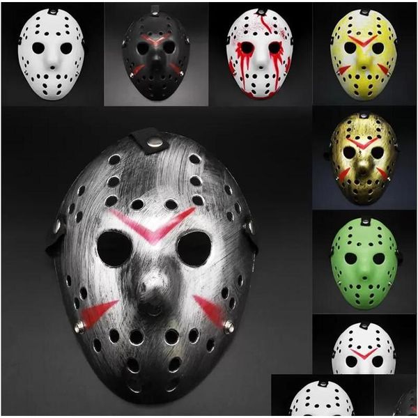 Parti Maskeleri Masquerade Jason Voorhees Mask Cuma 13. Korku Filmi Hokey Korkunç Cadılar Bayramı Kostüm Cosplay Plastik FY2931 DROP D DHSHK