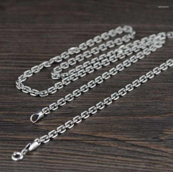 Catene in argento solido Spesso da 4 mm Classico Collana a catena rotonda Man S925 Sterling O Thai Fashion Simple maschio