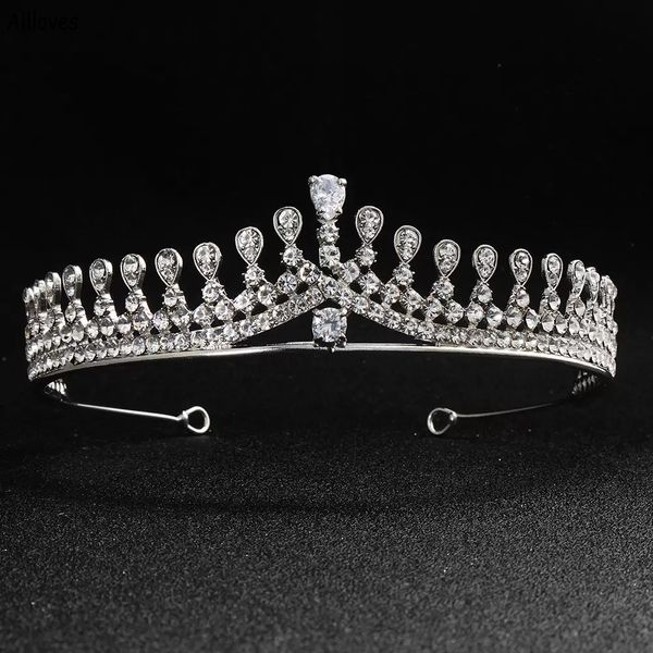 Silber Zicron Diamant Krone Tiaras Birdal Kopfschmuck Kopfschmuck Luxus Frauen Kopfbedeckung Hochzeit Kronen Haarschmuck Schmuck CL0257