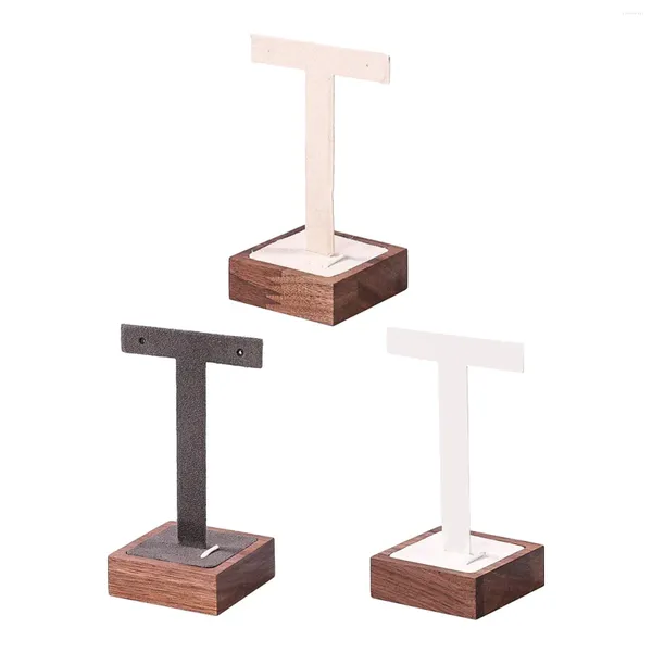 Bolsas de jóias T Forma Brinco Display Stand Base de madeira Organizador de suporte para rack pendurado