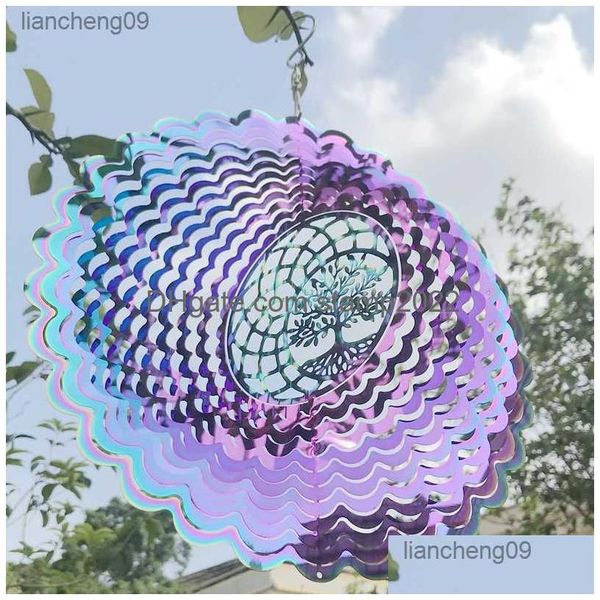 Bahçe Dekorasyonları Hayat Ağacı Rüzgar Spinner Catcher 3D Dönen Kolye Akıcı Işık Etkisi Ayna Yansıma Tasarımı Açık Hangi DHMCR