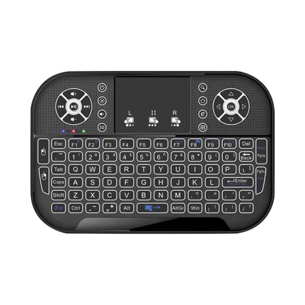 Mini teclado A8 2.4G com Bluetooth compatível com modo duplo sem fio Mini teclado bateria seca de lítio tricolor retroiluminação