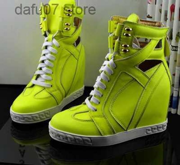 Botas Neon Patchwork Ankle Boots Escondidas Salto Interno Altura Aumentada Zebra Listrado High Top Sneaker Femme Real Couro Botas Curtas T231106