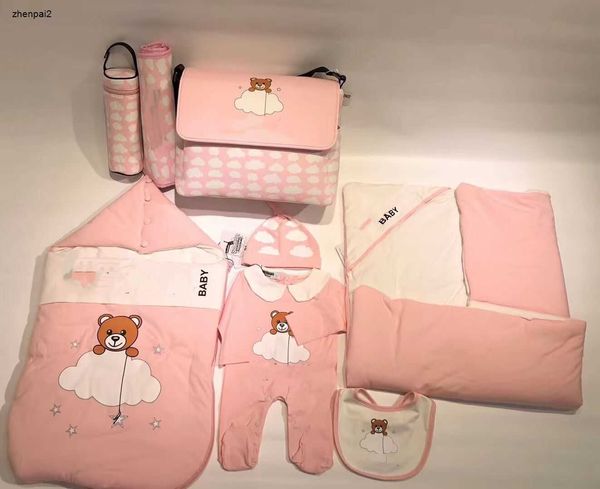 Luxus-Overall für Neugeborene, Schlafsäcke, Schlafsäcke für Kleinkinder, warme Bettwäsche, Mädchen-Jungen-Overalls mit Hut, Lätzchen und Wickeltasche