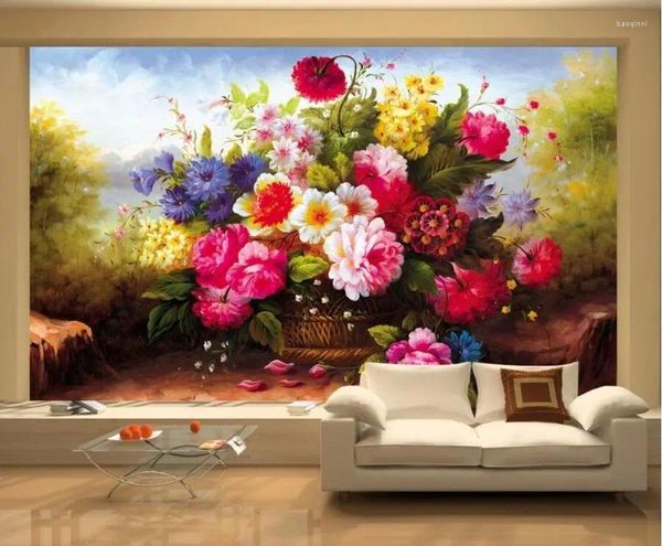 Sfondi WDBH Personalizzato Po 3d Carta da parati Disegnata a mano Realistica HD Natura morta Fiori Camera Home Decor Murales per pareti 3 D