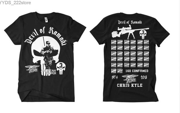 Erkekler Ramadi'nin şeytanını tişört ediyor. Chris Kyle. Navy Seal Sniper T-Shirt. Premium Pamuk Kısa Kollu O-boyun erkek tişört yeni S-3XL YQ231106