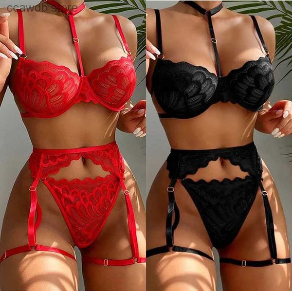 Seksi Set Seksi Şeffaf Lingerie Kadınları İç Çamaşırı Erotik Sütyen Tangalar Set Lenceria şehvetli Mujer Dantel İç çamaşırı Pijamaları T231106