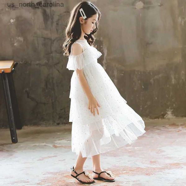 Set di abbigliamento abito bianco casual bianco per bambini ragazze da adolescenti a anni abiti estivi feste di compleanno abito a strati abito di tulle