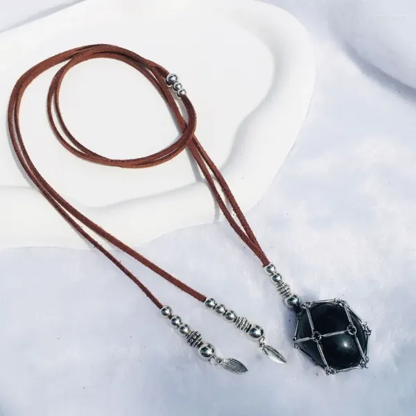 Ожерелья с подвесками, регулируемая цепочка, цепочки на ключицы, сетчатое карманное ожерелье, богемные шейные цепочки, держатель для хрустального камня, колье