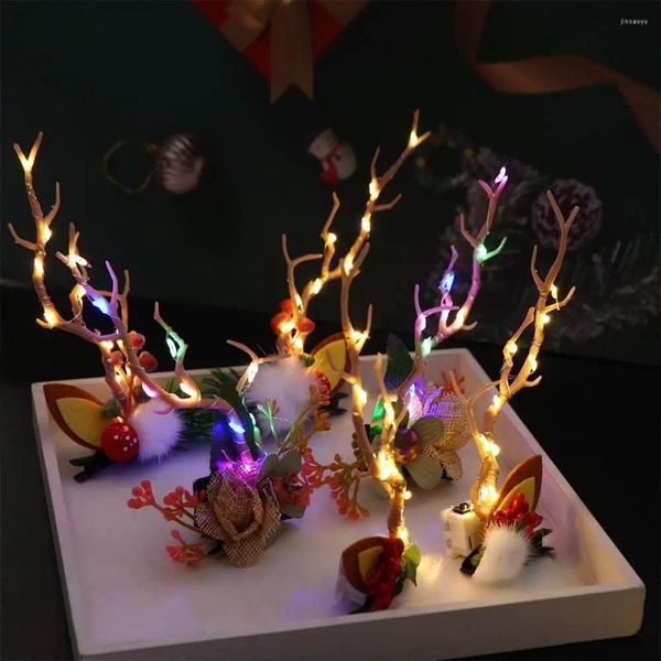 Accessori per capelli Novità Natale LED Corna di luce Clip Incandescente Orecchio di cervo Fascia per ragazze Forcine per feste di Natale Copricapo