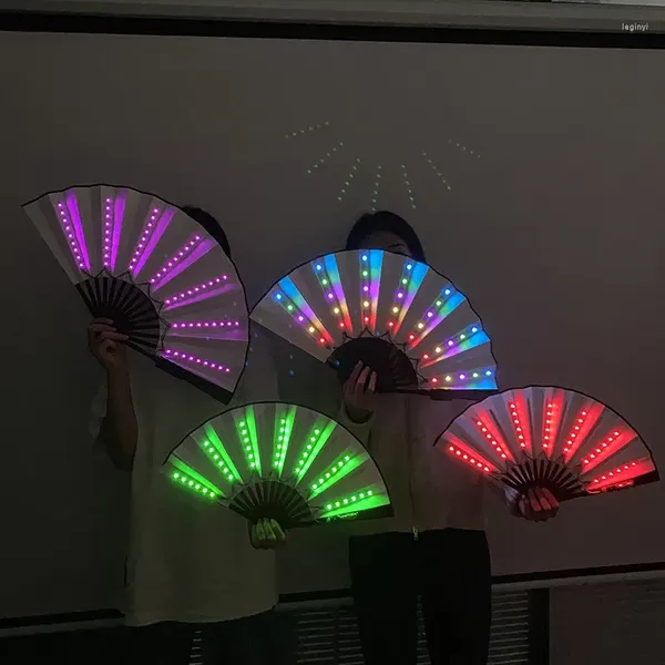 Dekoratif Figürinler Cadılar Bayramı Karnaval Parti Aydınlatma Malzemeleri 10 inçlik Led Neon Light Rave Fan Katlanır Aydınlık Gölgeli