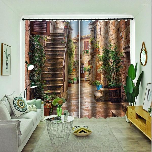 Curtain House Scenery Curtains Window Blackout Luxury 3D Set for Bed Room Living Office