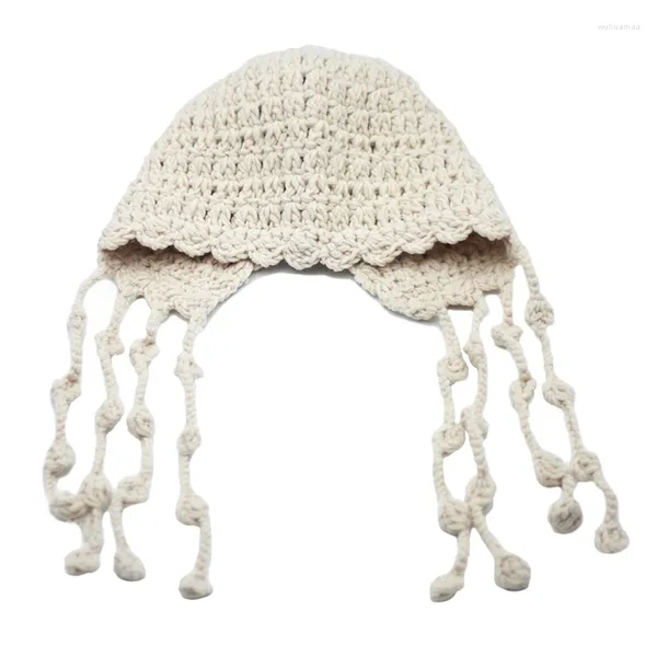 Cappelli Foliumpiniae Protezione per le orecchie Cappello di lana lavorato a maglia Nappa di polpo addensata caldo inverno