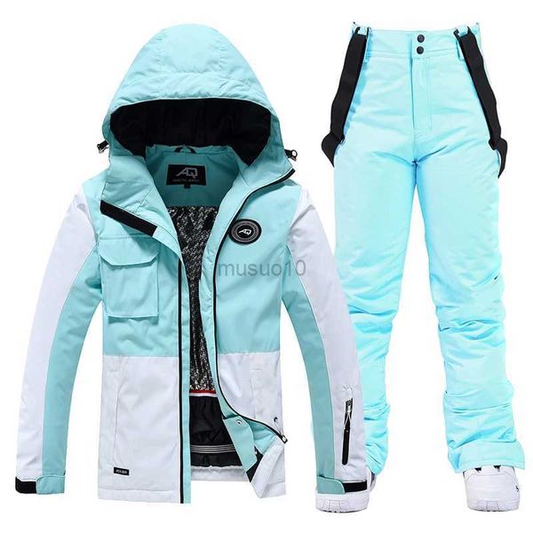 Altri articoli sportivi Giacca e pantaloni da sci per donna Abbigliamento da snowboard Cerniera obliqua Colore abbinato Tuta da neve Abbigliamento invernale impermeabile HKD231106