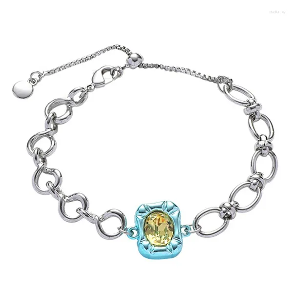 Braccialetti con ciondoli Eetit Bracciale rigido in vetro quadrato con catena color argento alla moda per donna Regalo di gala per gioielli da polso personalizzati in metallo in lega di zinco