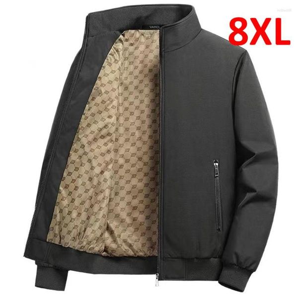 Jackets masculinos 2023 Jaqueta de primavera Men 8xl 7xl 6xl plus size casaco de cor sólida moda casual cáqui preto grande