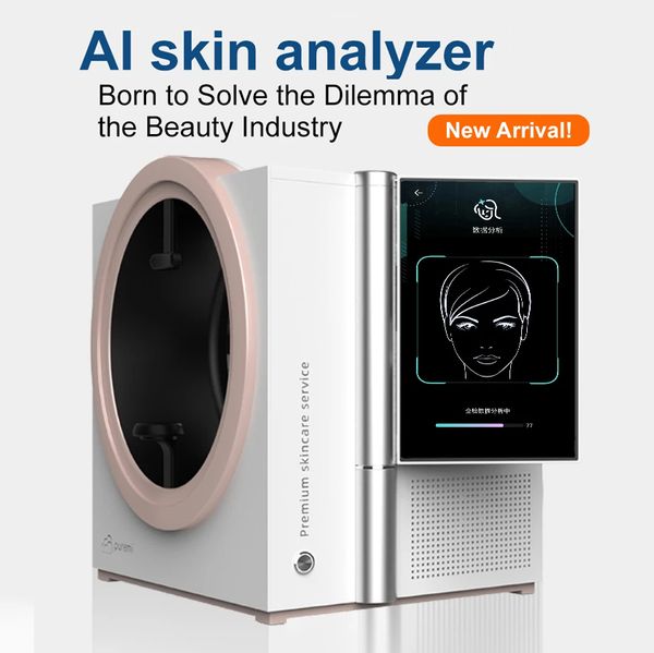 Máquina portátil de análise de pele por fluoroscopia 3D, digitalização facial, luzes RGB + UV + PL, dispositivo de detecção de saúde da pele de 8 espectros com função WIFI / Bluetooth