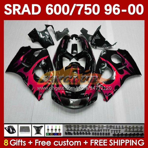 Carene moto per SUZUKI SRAD GSXR 750 600 CC 600CC 750CC 96-00 168No.44 fiamme rosse GSXR750 GSXR-600 96 97 98 99 00 GSX-R750 GSXR600 1996 1997 1998 1999 2000 Corpo