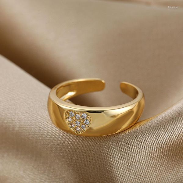 Fedi nuziali Dainty CZ Stone Love Heart per gioielli da donna Fashion Gold Color Open Finger Ring Girl Bride Gift