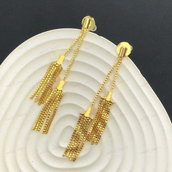 Stilvolle lange Quastenohrringe, Gold/Silber, 2 Farben, Designerschmuck, hochwertiges Messingmaterial mit 925er Silbernadel, Hochzeiten, Partys, Bankette, Geschenke, Großhandel