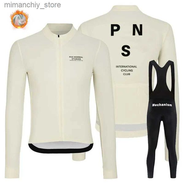 Conjuntos de camisa de ciclismo PAS NORMAL STUDIOS Conjunto de camisas de ciclismo masculinas Inverno Térmico Fece Long Seve Equitação PNS Bicicleta Ciclismo Ternos Conjunto Ropa Ciclismo Q231107