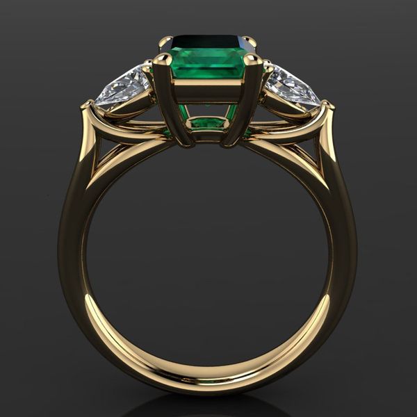 Solitaire Ring 14K Jóias de ouro anel de esmeralda verde para mulheres diamant bizuteria anilos de puro emerald gemstone 14k anel de ouro para fêmeas 230404