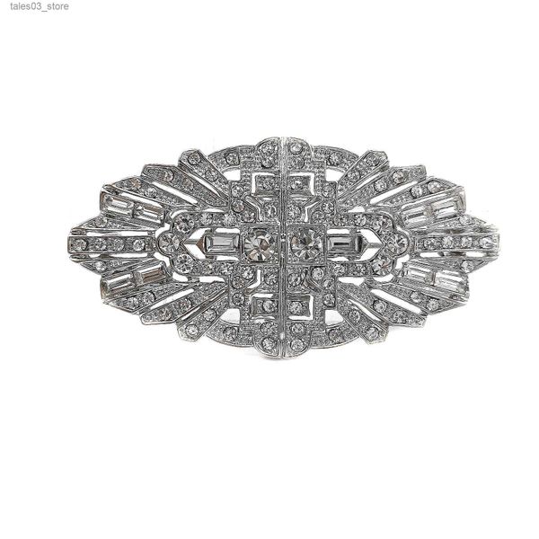 Pins Broschen Barocco Vintage-Stil Klarer Kristall Art Deco Broschen Pins Braut Brautjungfer Hochzeit Boutique Oval geformt Frauen GirlAccessory Q231107