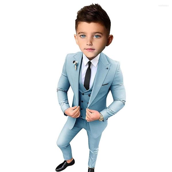 Abiti da uomo Ragazzi Vestito 3 pezzi Smoking da sposa Bambini Giacca Pantaloni Gilet Formale Festa Bambino Slim Fit Blazer Roupa Infantil Pra Menino