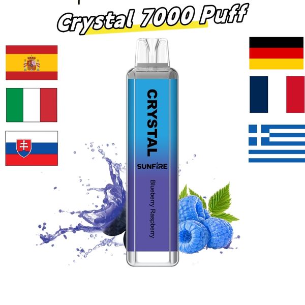 Аутентичный Max Sunfire Crystal 7000 9000 10000 Puff Ordosable Vape Pen e Сигареты 1,2 млм сетчатой катушка 16 мл предварительно заполненной Pod 1300 мАч затягивает 10K 9K 7K 0% 2% 3% 5% прочность