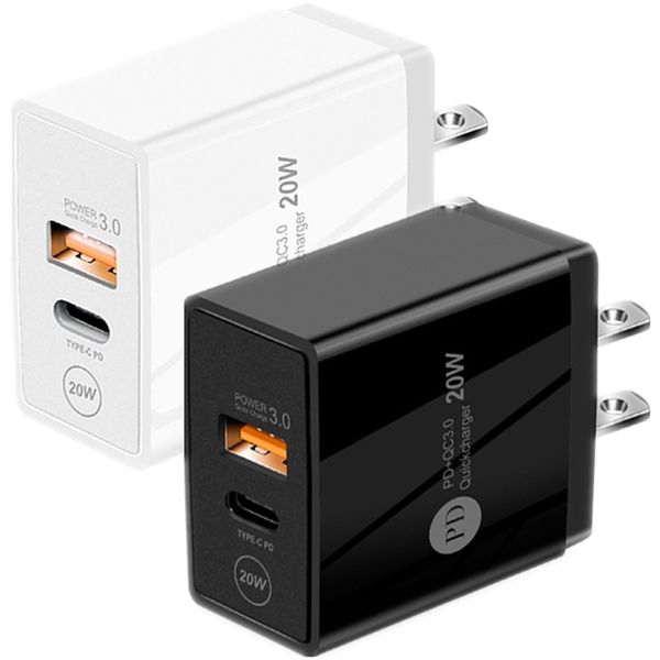 Schnelles Schnellladen 20W Dual -Ports USB C Ladegerät Typ C PD Wandladegerät EU US -Stecker für iPhone 12 13 14 15 Pro Max Samsung HTC LG PC