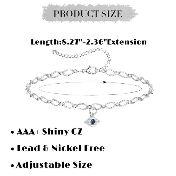 Catena Helicopchain Braccialetti alla caviglia per donna Ragazza Cavigliera a strati placcata oro 14K Set Evil Eye Piede Cubic Zirconia Regolabile Estate B Amom8