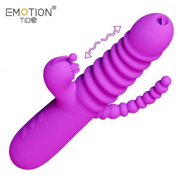 Sexspielzeug Massagegerät Vibrator Spielzeug Doppelkopf Vibrierende Zunge Lecken Klitoris Weiblicher Masturbator Anal Perlen Teleskopdildo Erwachsene 18
