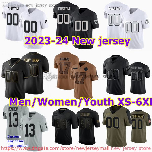 Benutzerdefinierte S-6XL DIY NCAA Football Jersey genäht 4 DerekCarr 17 DavanteAdams 83 DarrenWaller 8 JoshJacobs 24 JohnathanAbram 13 HunterRenfrow 98 MaxxCrosby Trikots