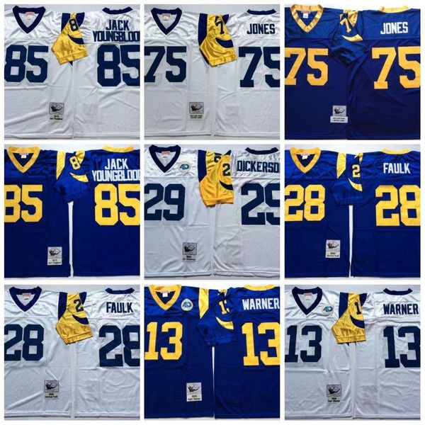 NCAA 75th Vintage Football 85 Jack Youngblood Maglie 28 Marshall Faulk 13 Kurt Warner 29 Eric Dickerson 75 Deacon Jones