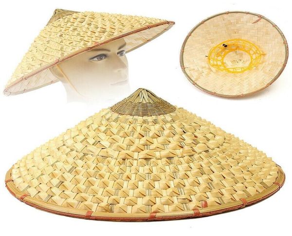 Vietnamita japonês coolie palha cone de bambu chapéu de sol jardim agricultor pesca y2007142392008