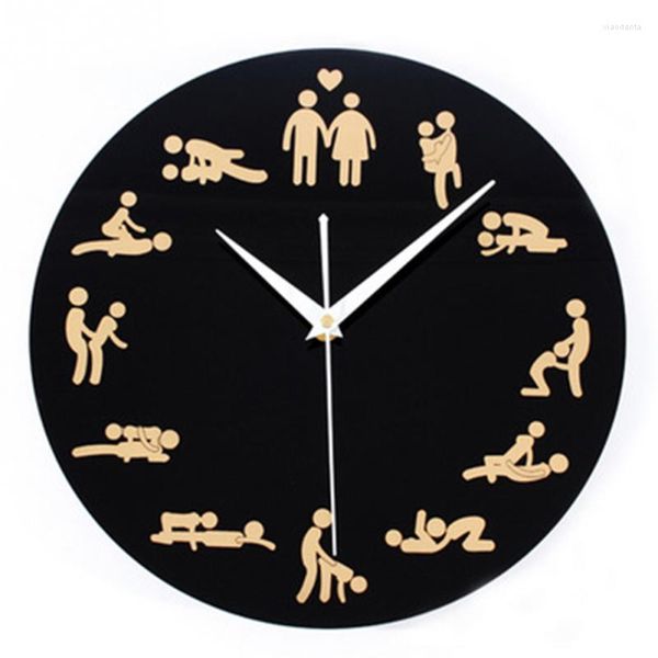 Orologi da parete Orologio creativo da 12 pollici Camera da letto divertente Decorazione silenziosa Stile semplice con chiodi senza tracce