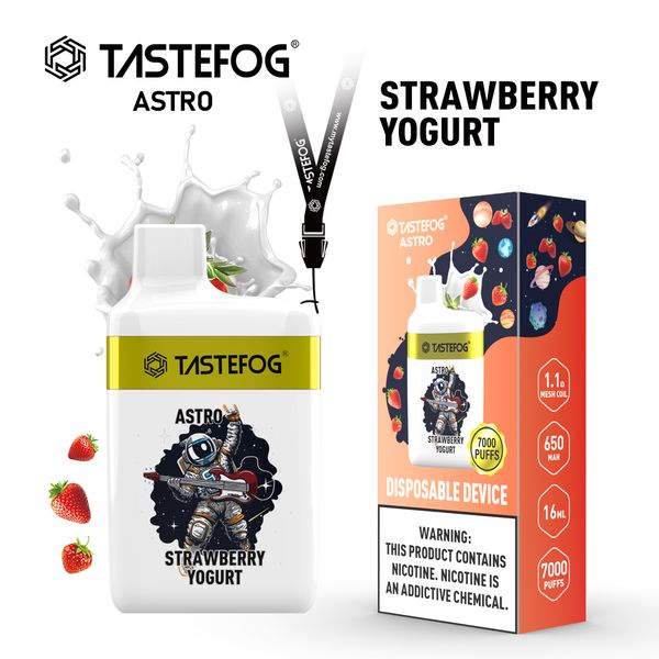Популярные в Европе одноразовый вейп Tastefog Astro 7000Puffs 16 мл E-сигарет-клубничный ледяной аромат с Lanyard