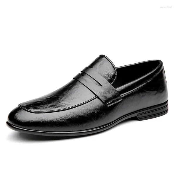 Elbise Ayakkabı Mins Moda Saçımlı Ayak Parçası Erkekler İş Rahat Siyah Deri Oxfords Zapatos de Hombre