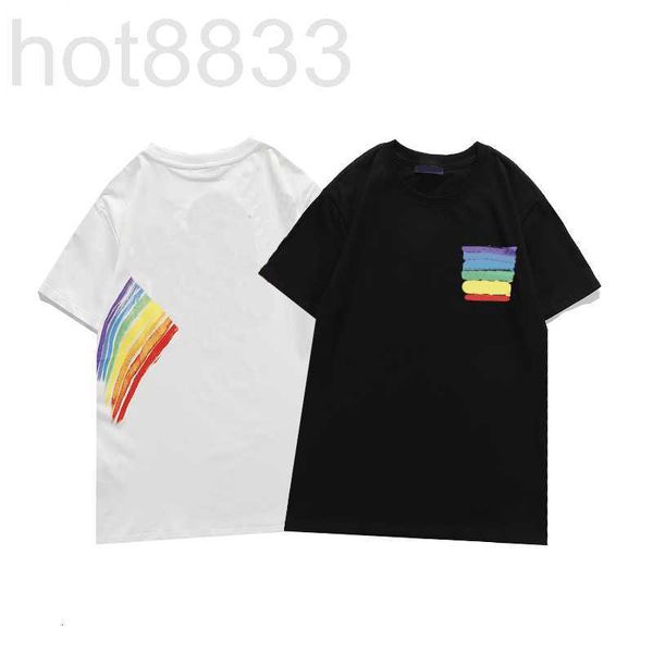 T-shirt da uomo Designer Rainbows Prining Tees Ragazzi Casual Tee traspirante Moda uomo Sriped Shirs Girocollo Shir Taglia S-2xl JKD2