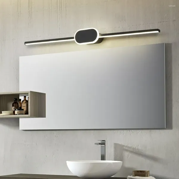 Lâmpada de parede Morden LED 60CM 80CM Longo Interior Luz Tira de Alumínio Espelho Banheiro Preto Branco