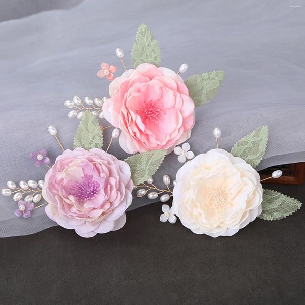 Grampos de cabelo Fada Floral Clipe Chinês Acessório de Casamento para Mulheres Pérola Liga Hairpin Headpiece Tiara Vintage Barrette Head Jewely